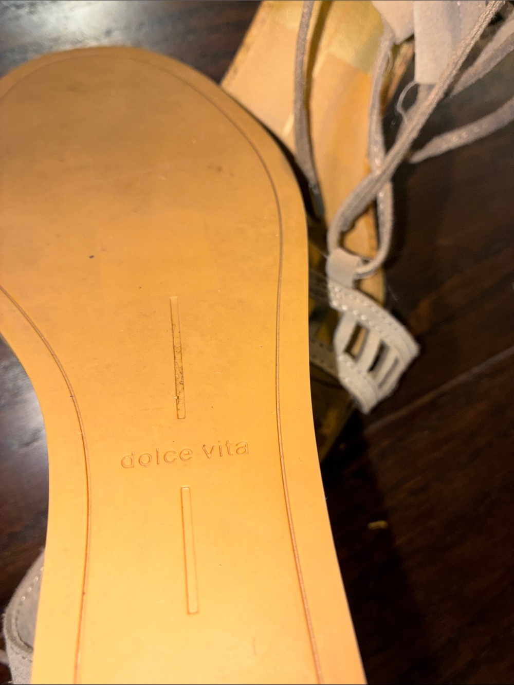 Dolce Vita
Suede Lace-Up Gladiator Sandals in Taupe.
Cork Wedge Heel. - Picture 3 of 6